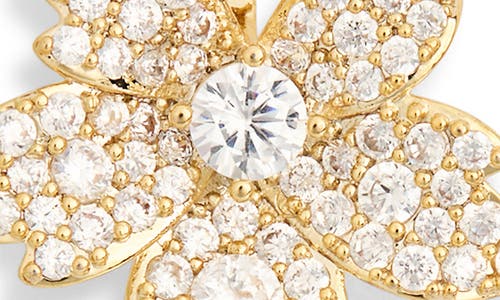 Eye Candy Los Angeles Suhana Cubic Zirconia Flower Front/back Earrings In Gold