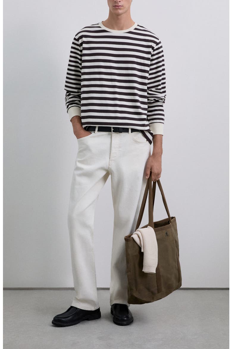 Mixedstriped Ls Tee, Alternate, color, Darkbrown