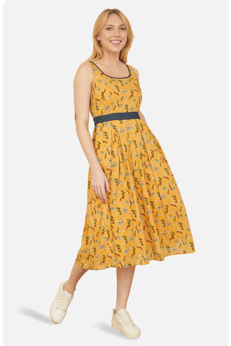 Cinched Waist Skater Dress, Main, color, Mustard