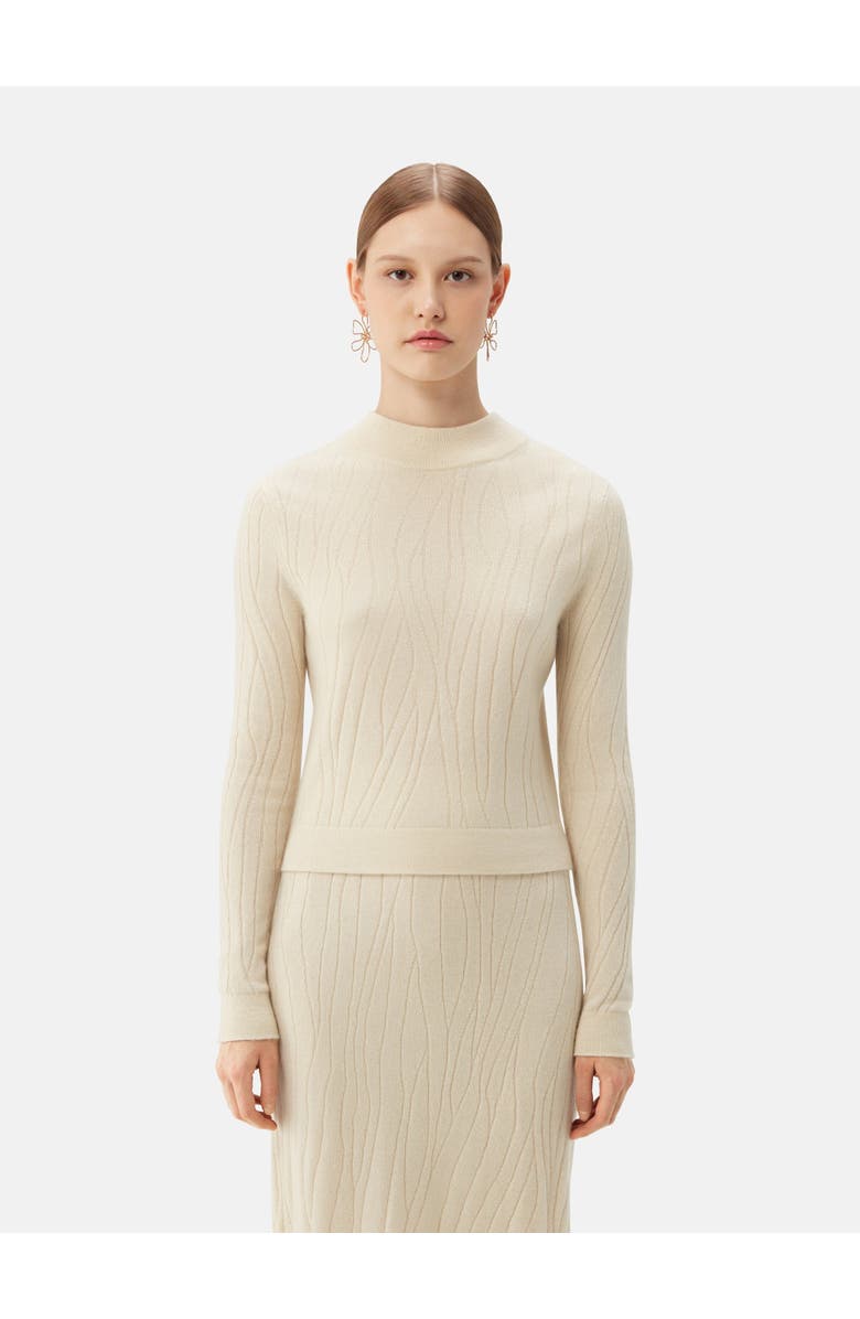 GOBI Mongolian Cashmere Cropped High Neck Cashmere Sweater, Alternate, color, Off White