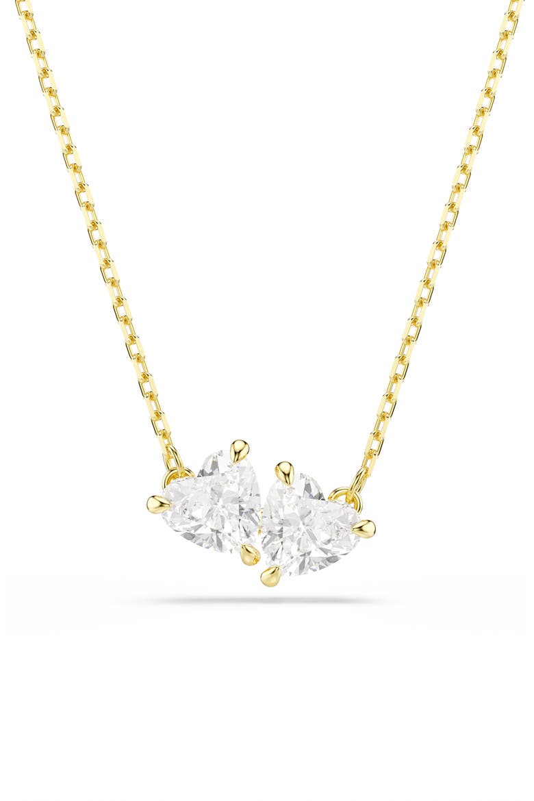 Mesmera Crystal Hearts Pendant Necklace, Main, color, GOLD/WHITE