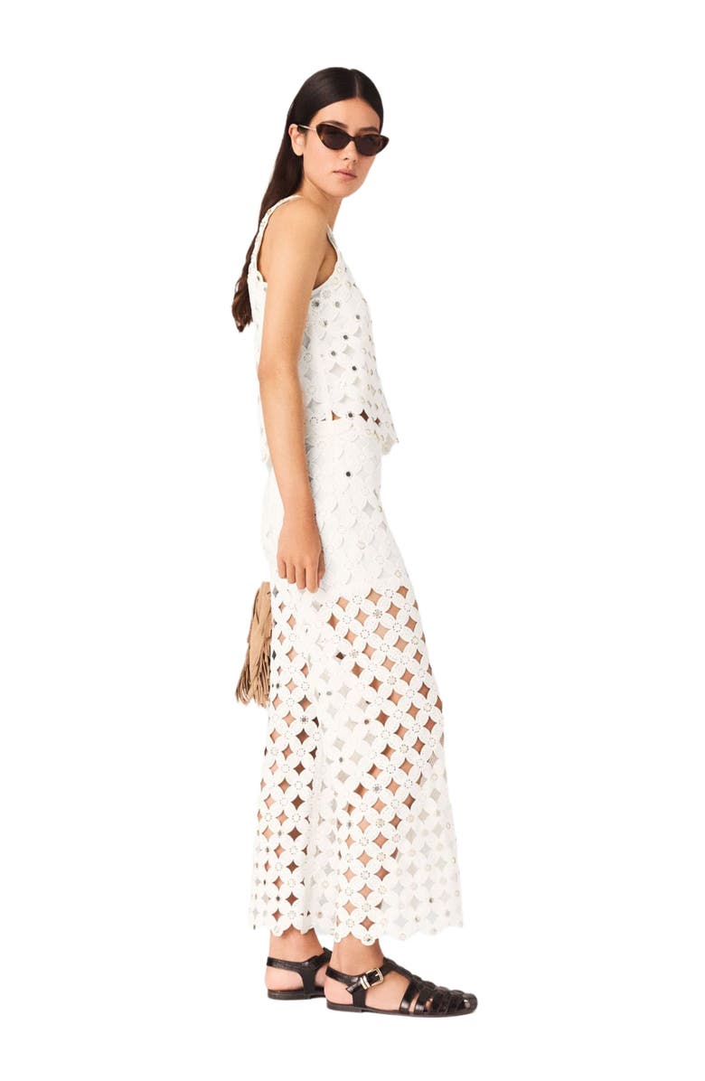 maje Crochet trousers with mirrors, Alternate, color, White