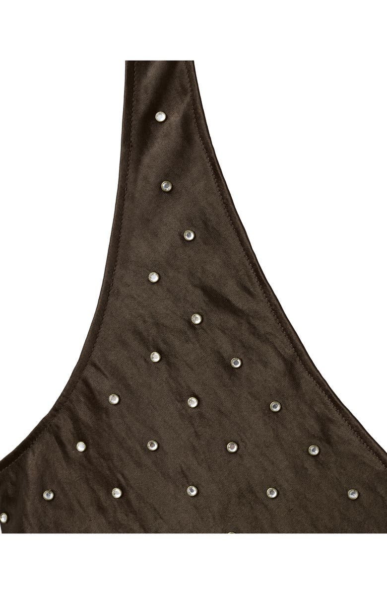 MANGO Crystal Embellished Crinkled Satin Tank, Alternate, color, 