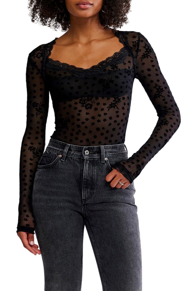 In the City Semisheer Bodysuit, Main, color, BLACK