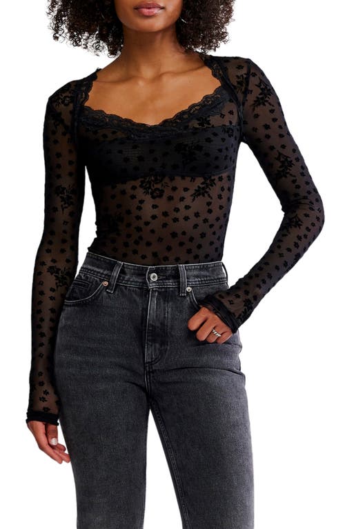 Free People In The City Semisheer Bodysuit In Black