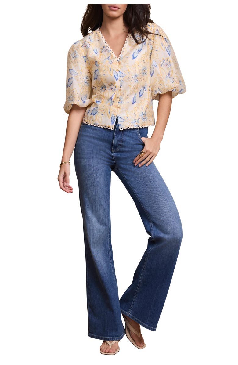 MINT VELVET Floral Puff Sleeve Blouse, Main, color, Orange