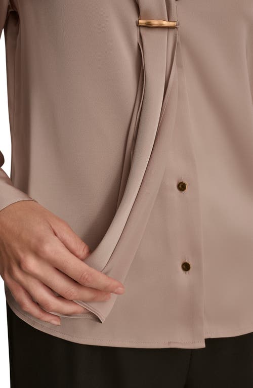 Donna Karan New York Tie Neck Satin Shirt In Brown