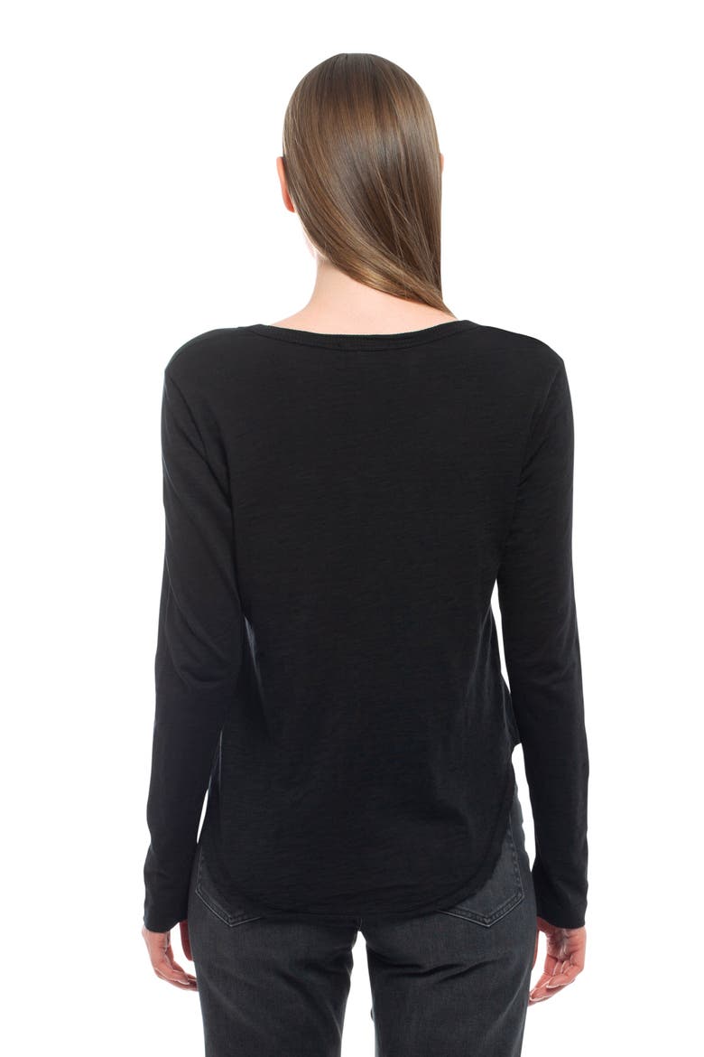 Long Sleeve V-Neck With Raw Hem Shirttail, Alternate, color, Peacoat