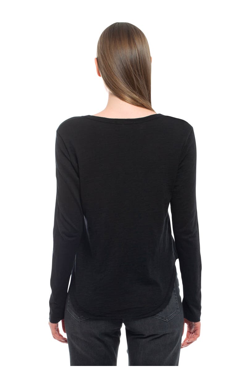 WILT Clothing Long Sleeve V-Neck With Raw Hem Shirttail, Alternate, color, Black