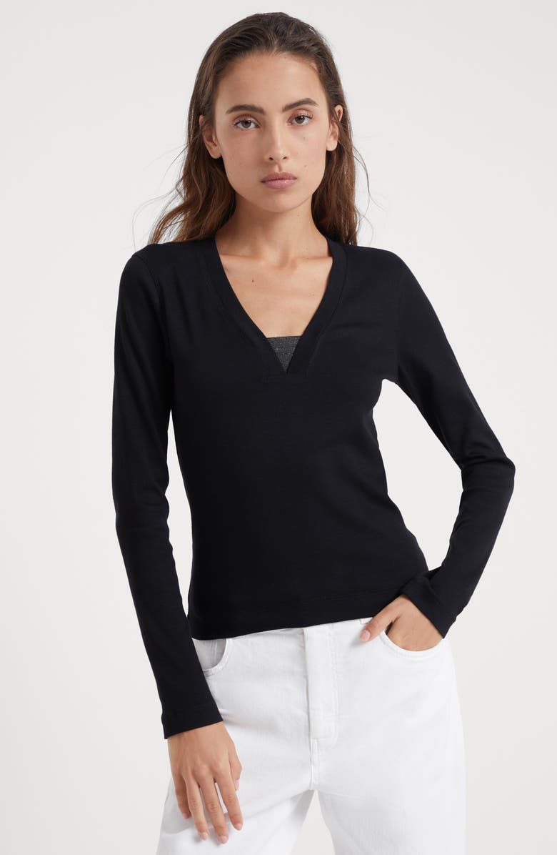 Brunello Cucinelli Ribbed jersey T-shirt, Alternate, color,