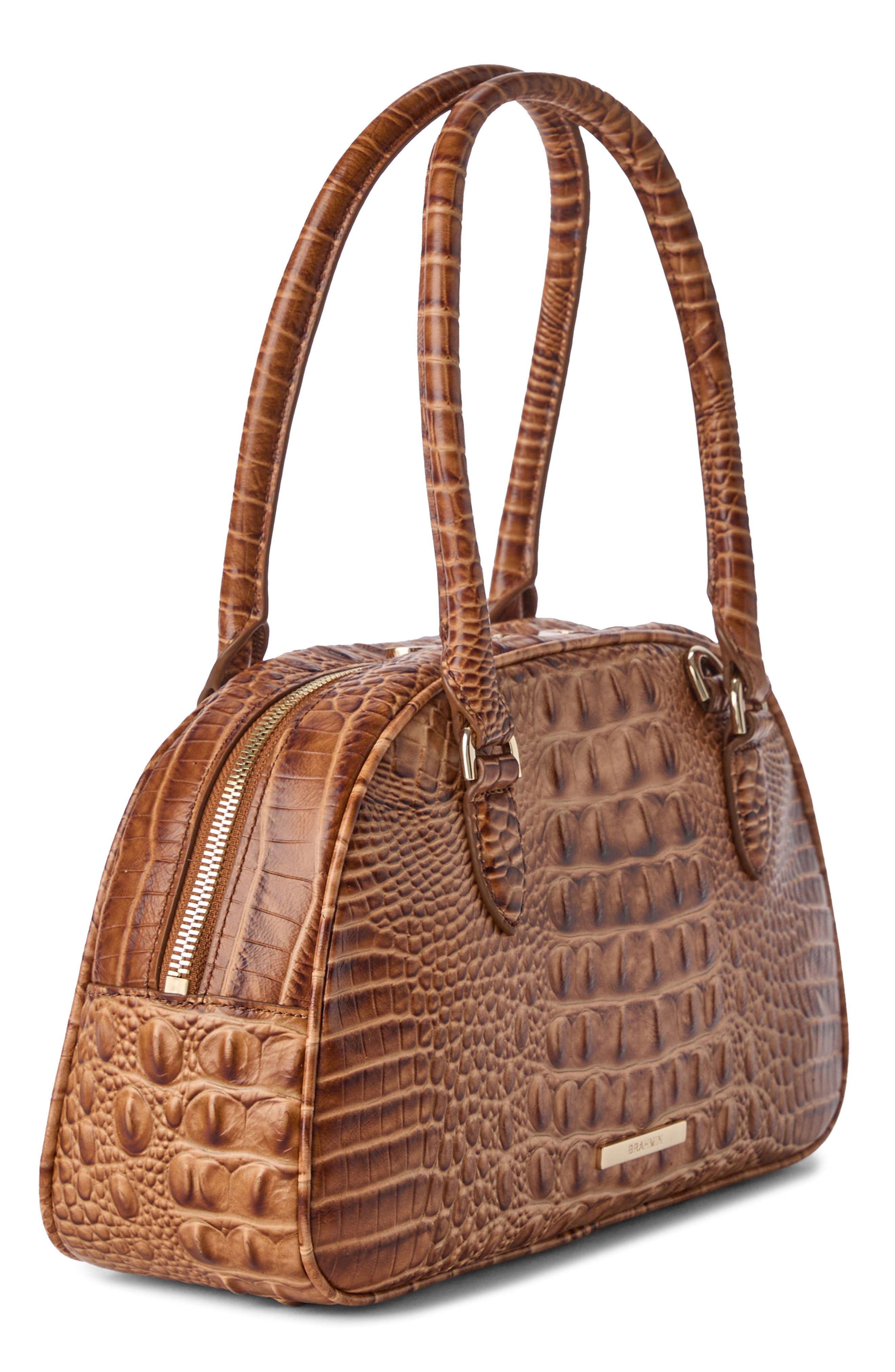 Brahmin Angie Leather Barrel Bag, Alternate, color, Cinnamon