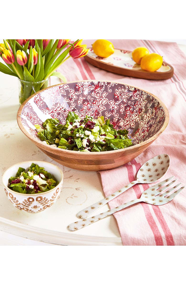 tag Jasmine Wood Enamel Multicolor Serving Bowl Hand Wash Only, Alternate, color, Multicolored