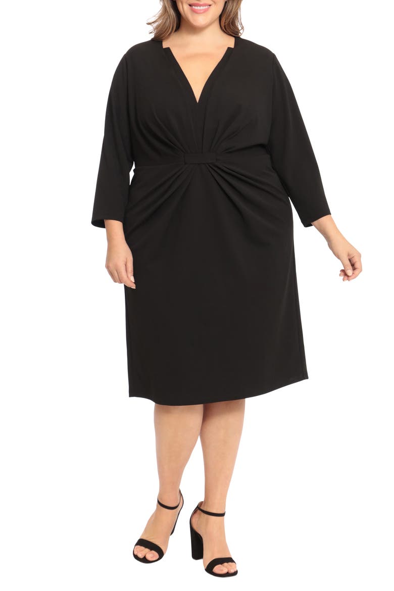 Tuxedo Style Midi Dress, Main, color, BLACK