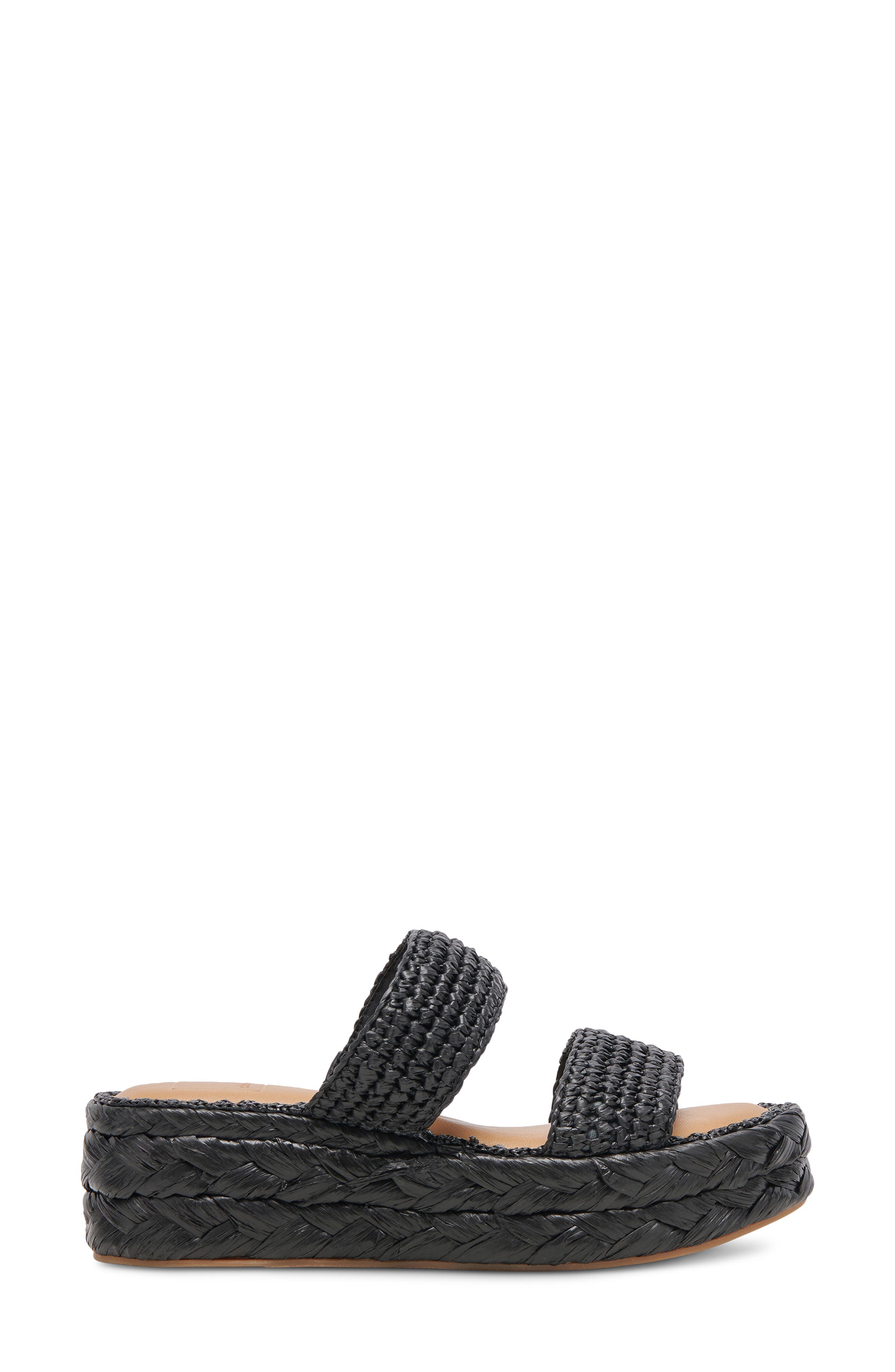 Dolce Vita Corla Braided Platform Slide Sandal, Alternate, color, Onxy Raffia