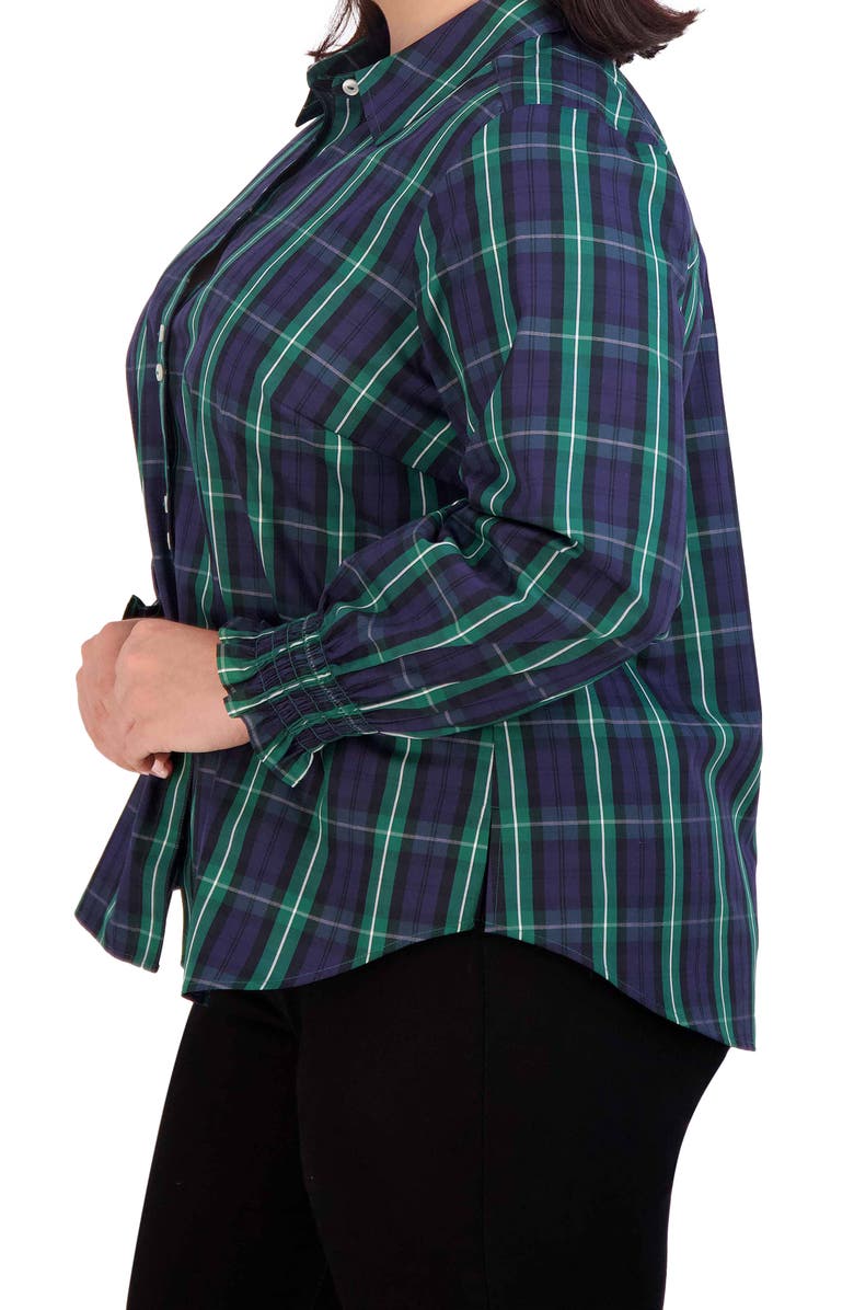 Foxcroft Olivia Plaid Button-Up Shirt, Alternate, color, Black Watch Pla