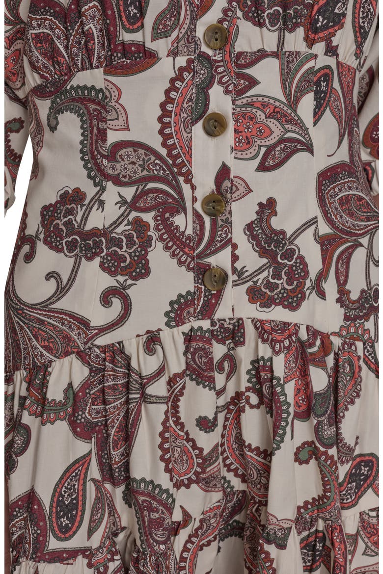 Print Tiered Dress, Alternate, color, DARK CREAM/ ORCHID BLOOM