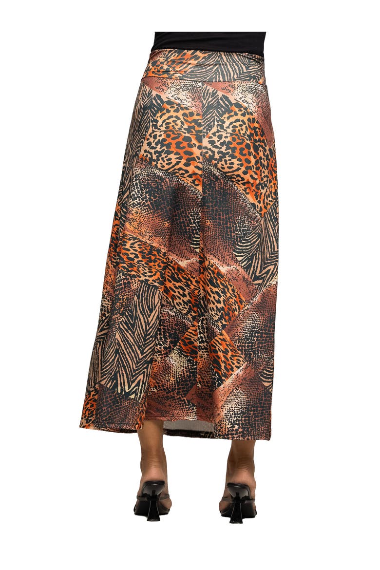 Animal Patchwork Print Maxi Skirt, Alternate, color, Brown Multi