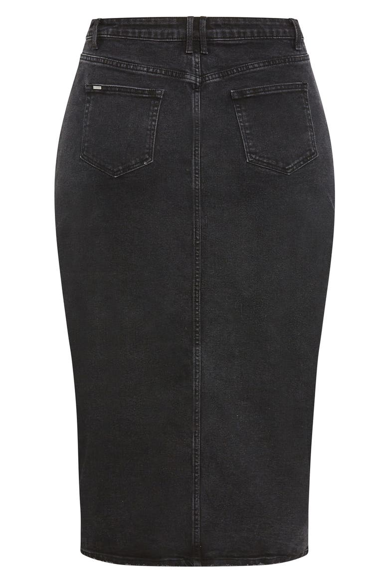 Oaklyn Front Slit Midi Denim Skirt, Alternate, color, BLACK WASH