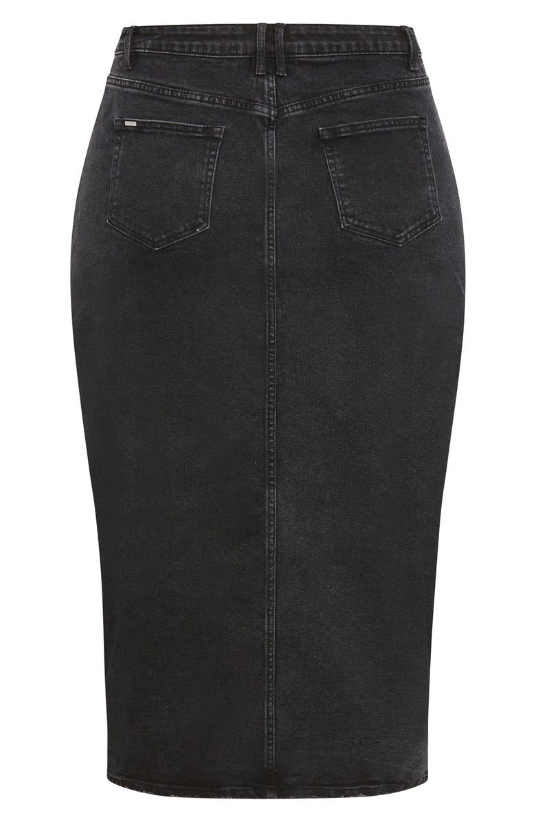 City Chic Oaklyn Front Slit Midi Denim Skirt, Alternate, color, 
