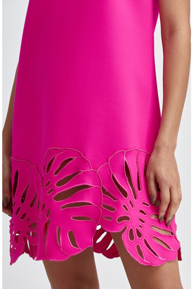 Palm Leaf Cutout Crepe Shift Dress, Alternate, color, SHOCKING PINK