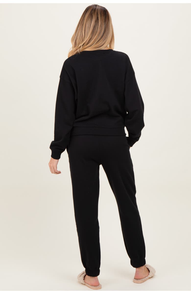 PinkBlush Fleece Long Sleeve Pullover & Jogger Set, Alternate, color, Black