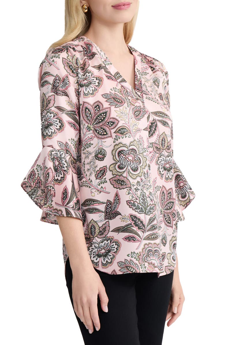 Jones New York Kelly Floral Flutter Sleeve Button-Up Shirt, Alternate, color, Petal Pink Multi
