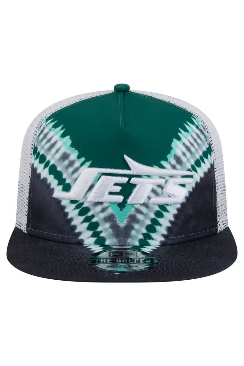 Men's New Era Green/Black New York Jets Throwback Dye Golfer Snapback Hat, Alternate, color, Green