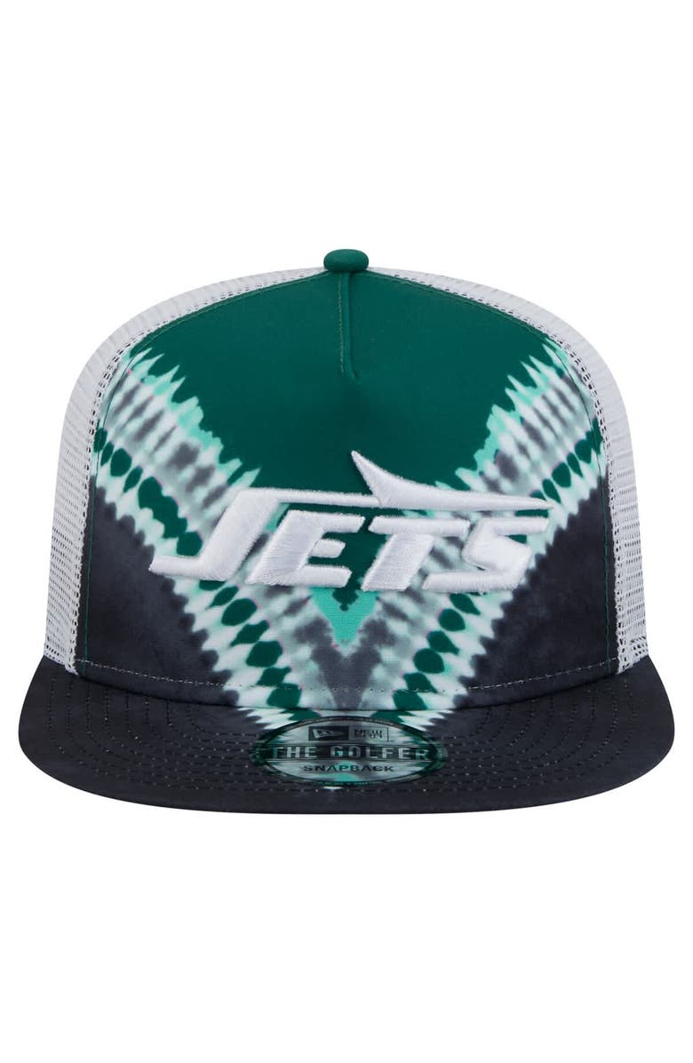 New Era Men's New Era Green/Black New York Jets Throwback Dye Golfer Snapback Hat, Alternate, color, Green