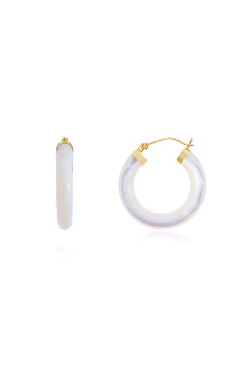 The Lovery Fine Jewelry Mother of Pearl Hoop Earrings, Main, color, Mother Of Pearl