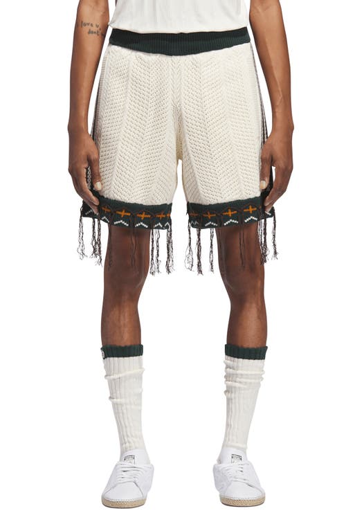 Adidas Originals X Clot By Edison Chen Tasseled Cotton Blend Knit Shorts In White