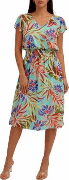 SUNNY LEIGH Flutter Sleeve Midi Dress