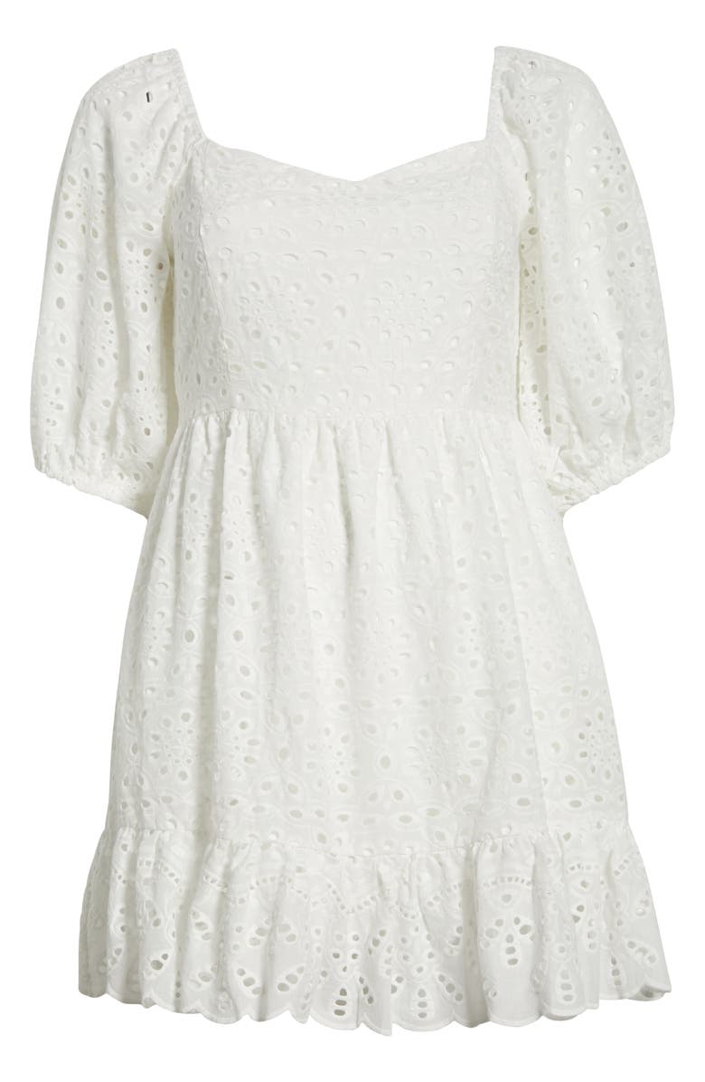 SUGARLIPS Sophy Cotton Eyelet Evy Sweetie Minidress, Alternate, color, White