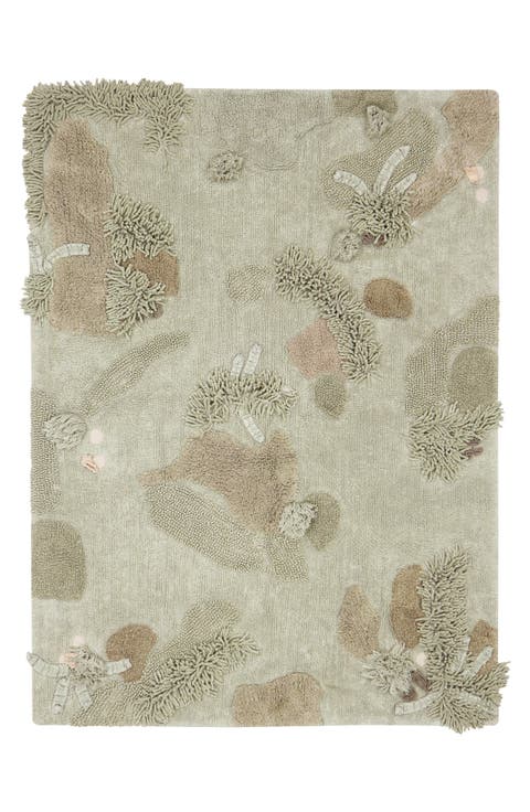 Mushroom Washable Cotton Play Rug, Basket & Chanterelles Set