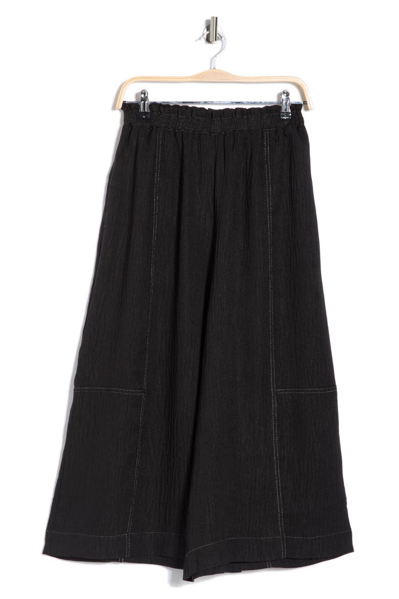 Top Stitch Gaucho Pants, Alternate, color, BLACK