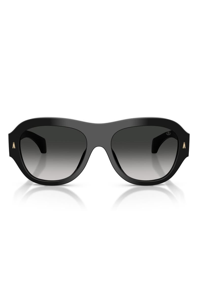 Moncler Elevane 56mm Irregular Sunglasses, Main, color, Black / Dark Gradient Grey