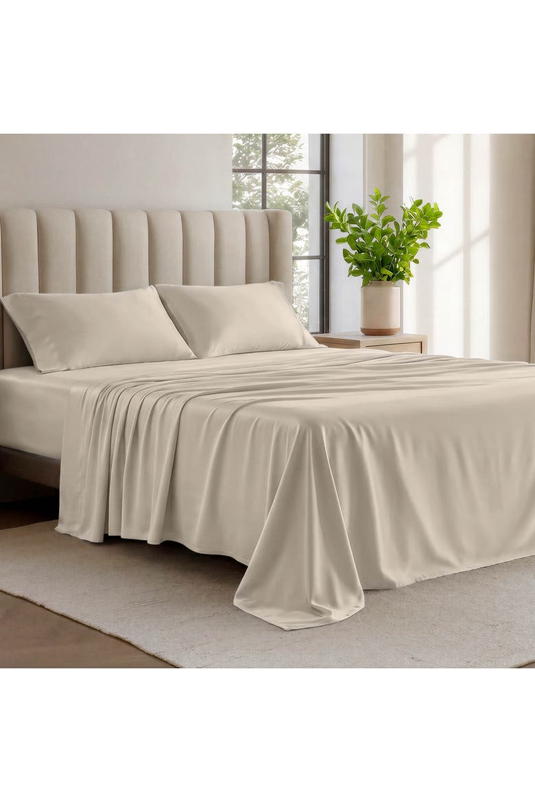 Organic Cotton Jersey Sheet Set - Split King, Alternate, color, Sand
