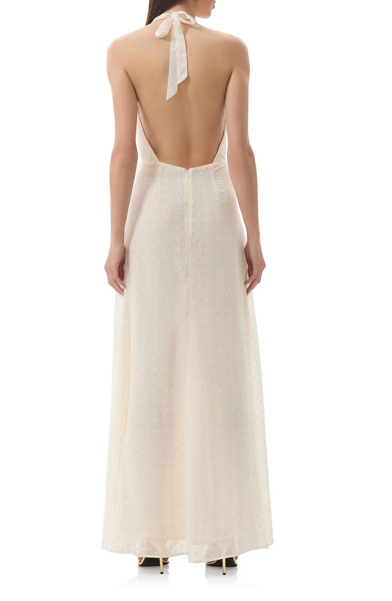 AFRM Odenah Yellow Polka Dot Halter Dress, Alternate, color, Gardenia