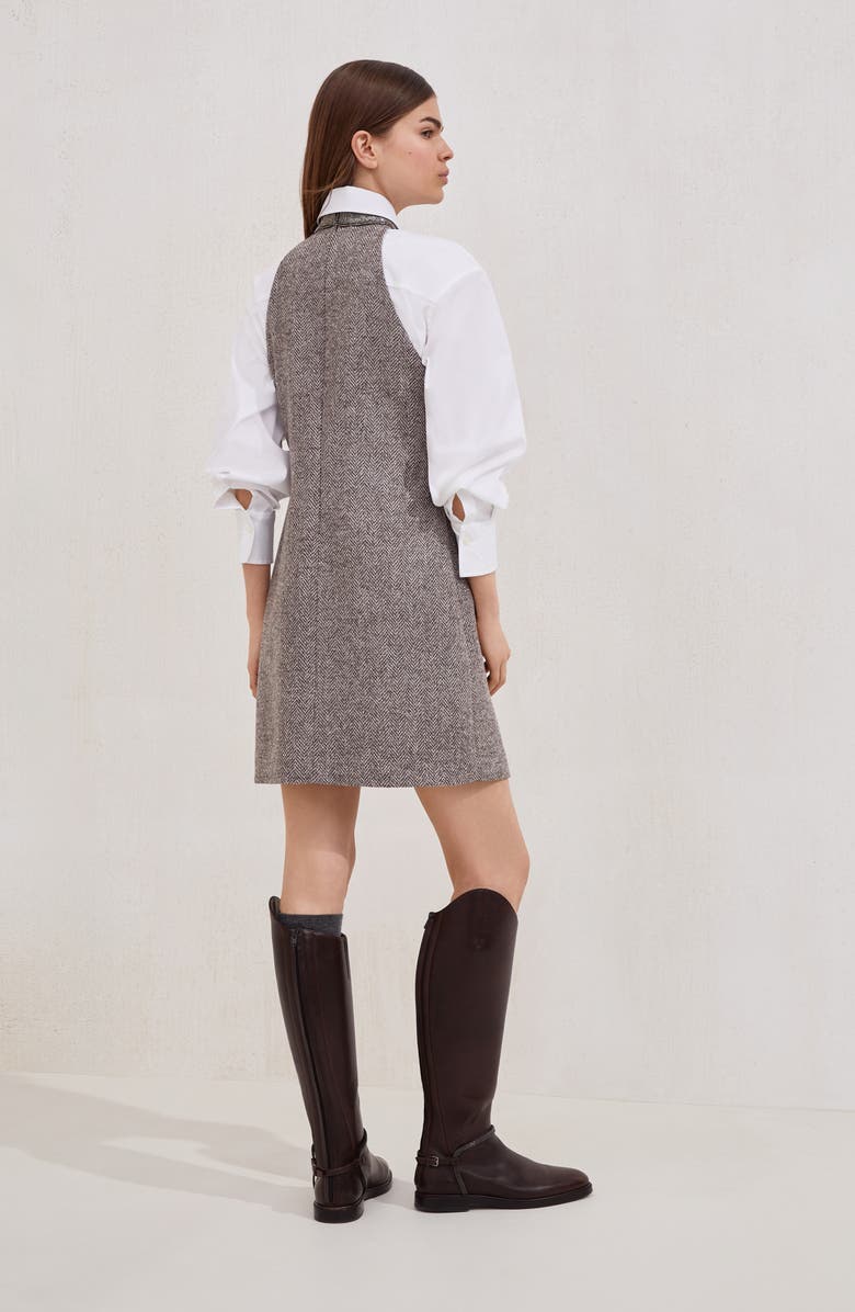 Brunello Cucinelli Tweed dress with monili, Alternate, color, Light Brown