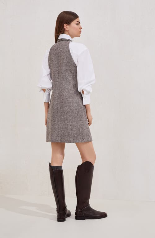 Brunello Cucinelli Halter-neck Herringbone Tweed Dress In Brown