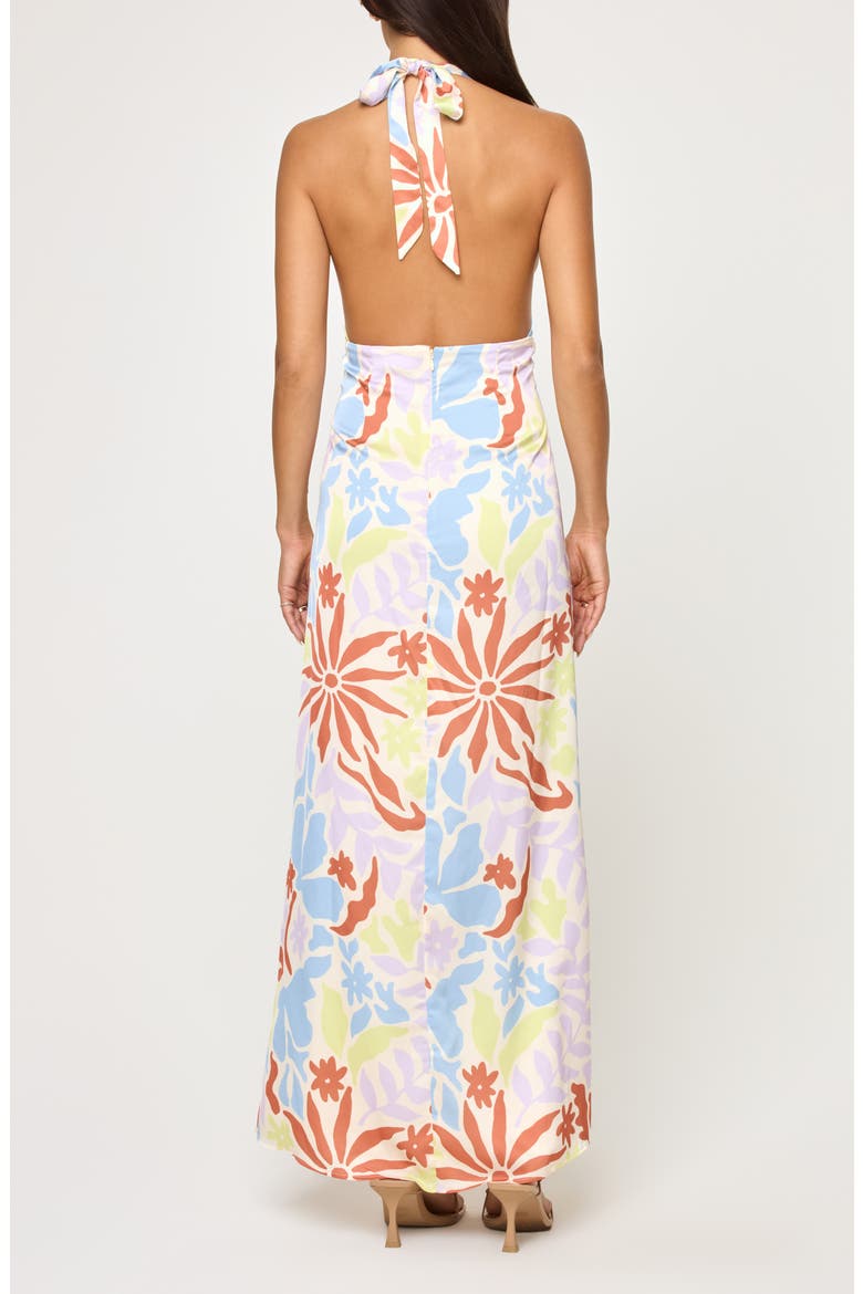 Tuscany Print Halter Cover-Up Maxi Dress, Alternate, color, BOTANY BAY