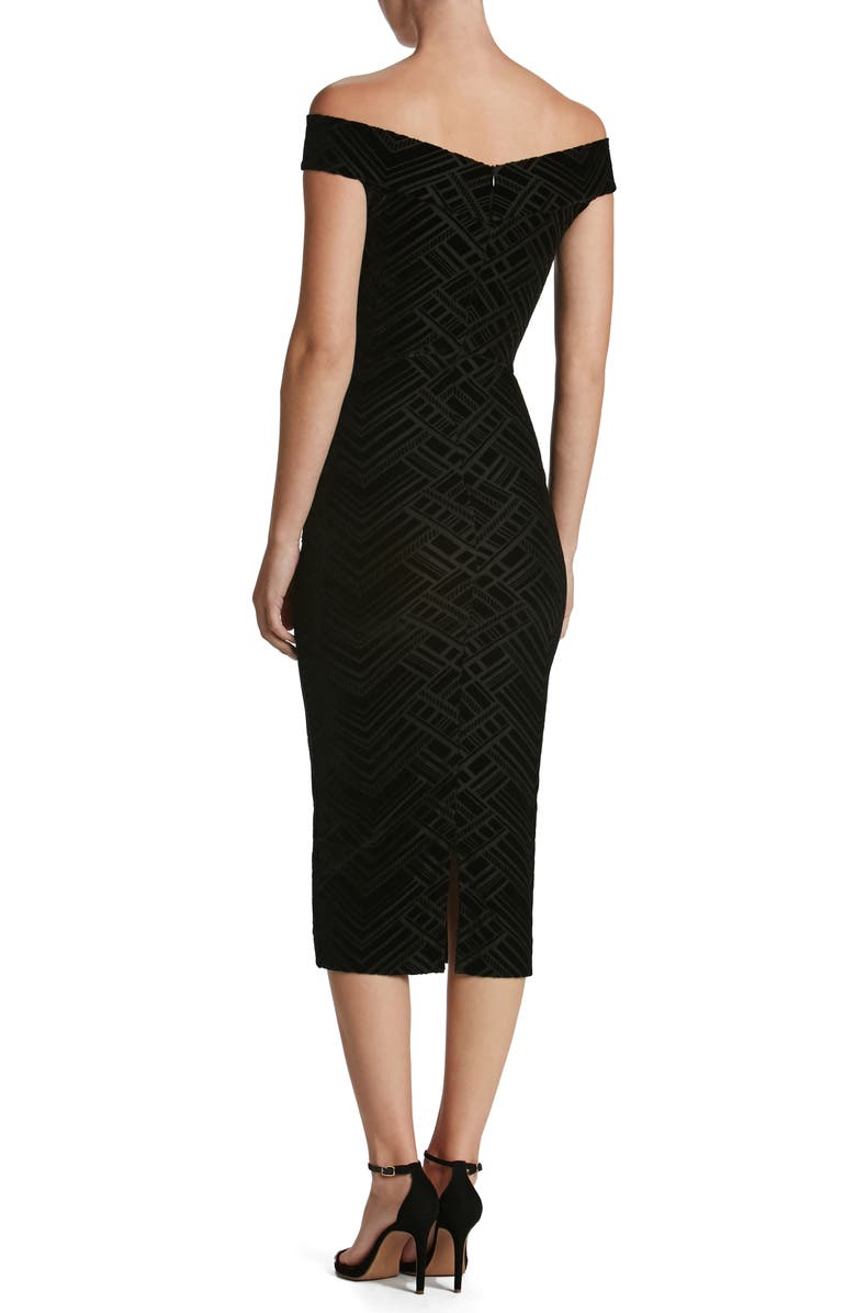 Dress the Population Eden Geo Print Velvet Off the Shoulder Dress, Alternate, color, 
