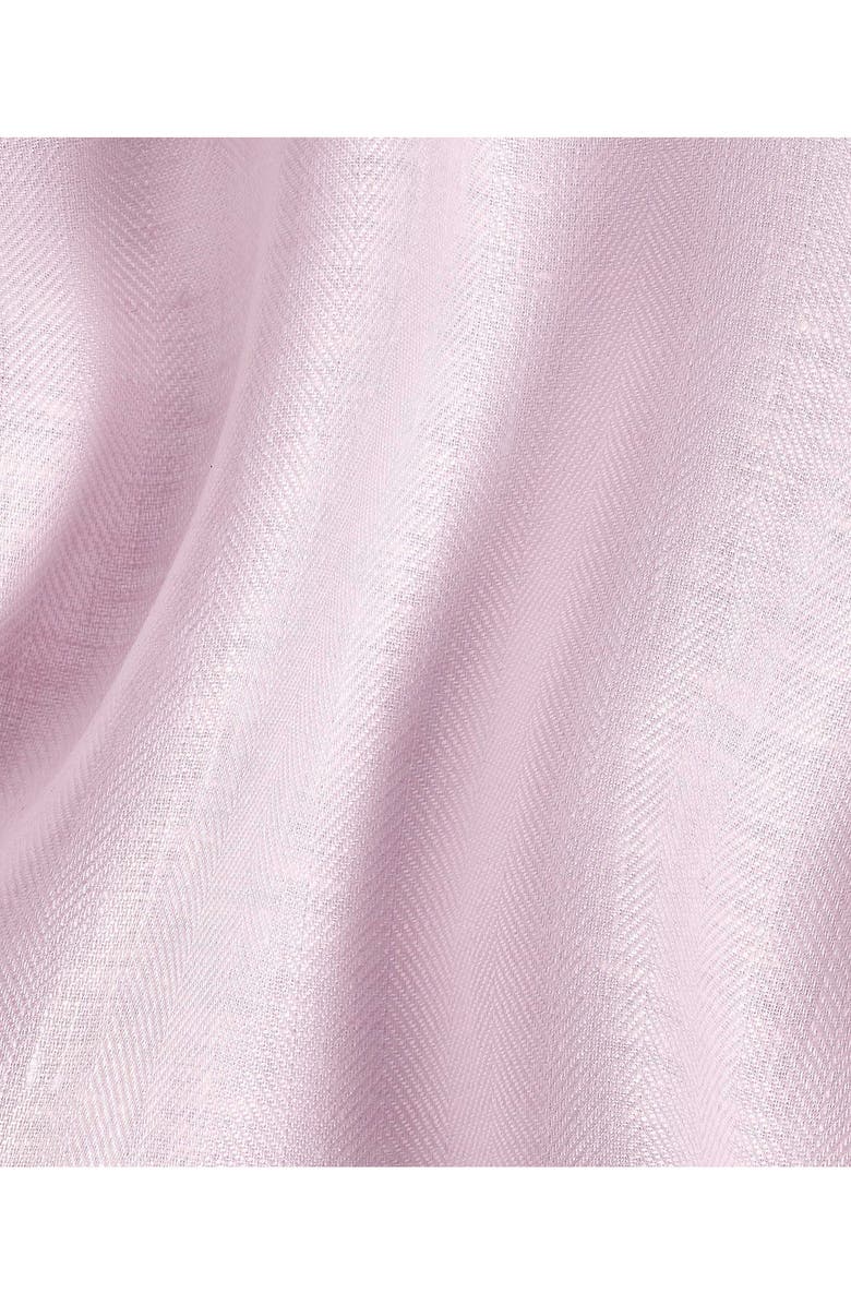 David Donahue Trim Fit Herringbone Linen Dress Shirt, Alternate, color, Pink