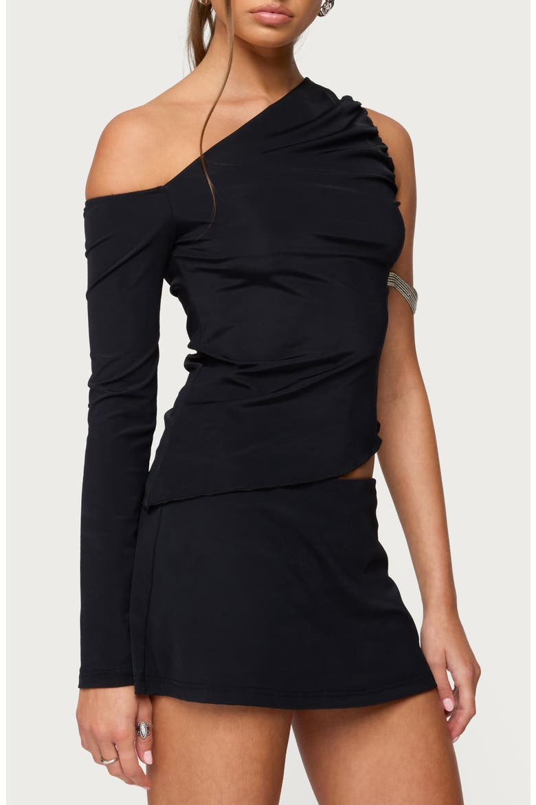 Lucretia Asymmetric Off the Shoulder Top, Alternate, color, BLACK