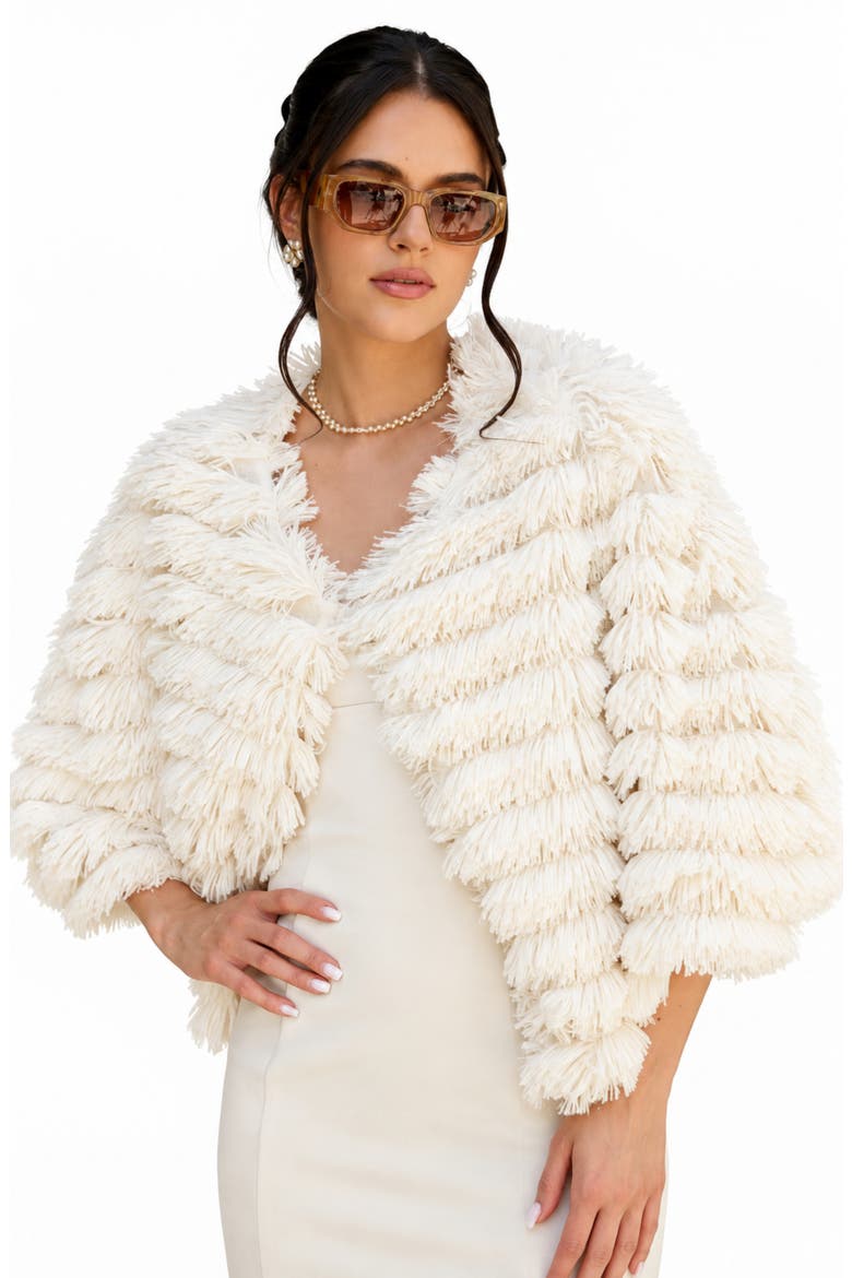 Faux Fur Capelet, Alternate, color, IVORY
