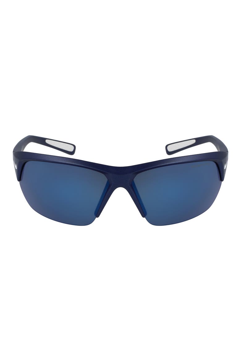 Skylon Ace 69mm Wrap Sunglasses, Main, color, MATT OBSIDIAN/GREY W/BLUE F
