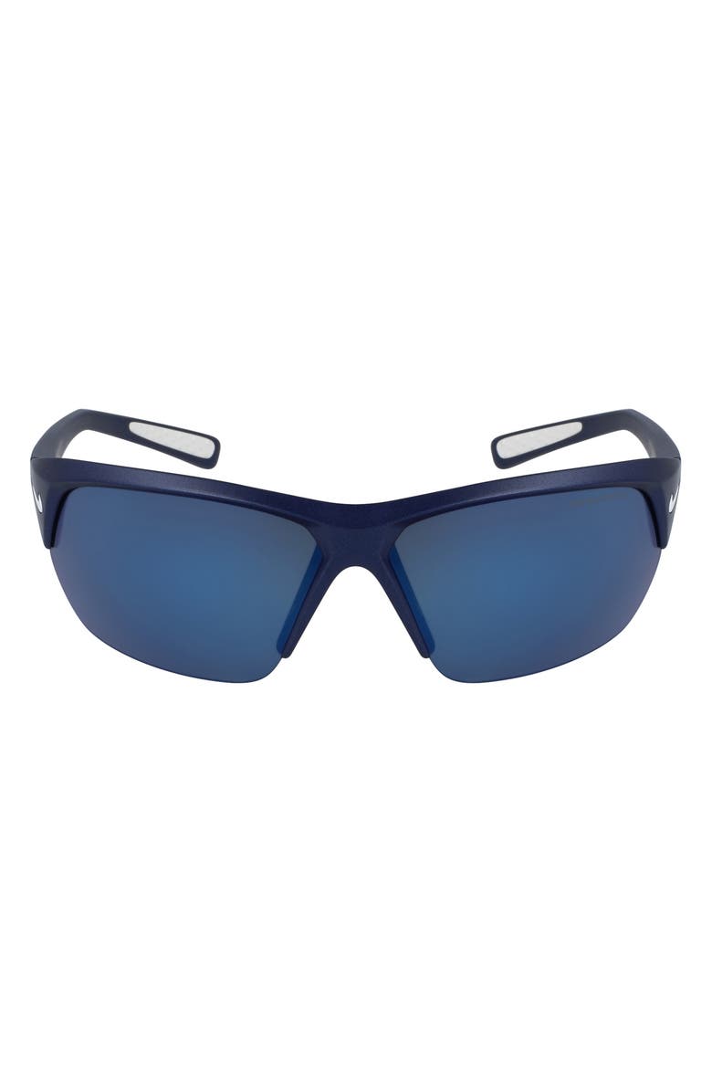 Nike Skylon Ace 69mm Wrap Sunglasses, Main, color, Matt Obsidian/ Grey W/ Blue F