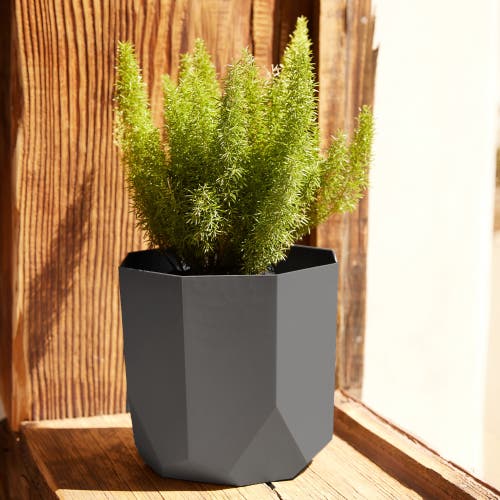 Bloem 10 Inch Tuxton Hexagon Planter, Charcoal In Gray