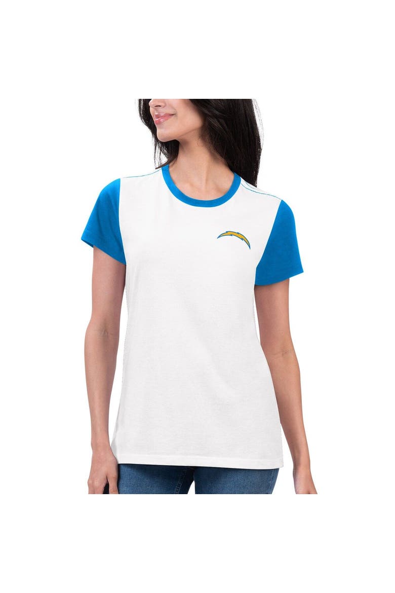 Women's G-III 4Her by Carl Banks White/Powder Blue Los Angeles Chargers Fashion Illustration T-Shirt, Main, color, White