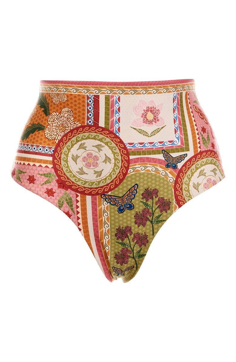 Agua Bendita Alicia Fiore High Waist Reversible Bikini Bottoms, Alternate, color, Red