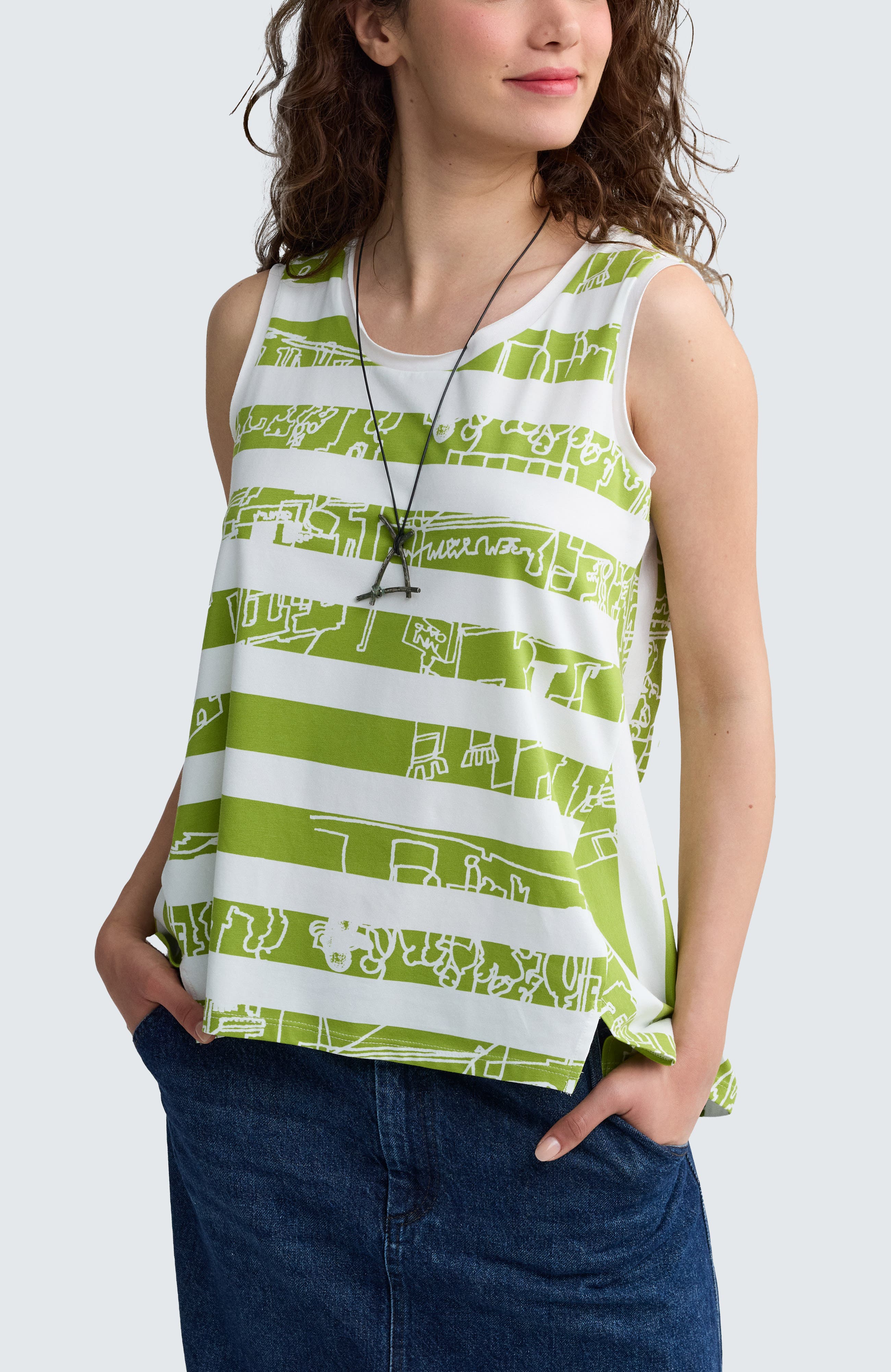 Ondine Striped High-Low Top